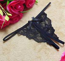 Труси з розрізом жіночі універсальний чорний