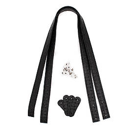 Ручки двосторонні на гвинтах для шопперів (70*2 см), колір Чорна рептилія