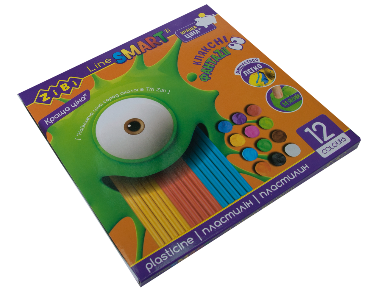 Пластилін (12 кольорів,240 г) ZB.6224