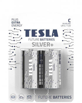 Батарейки, діоксид-марганцеві, лужні, TESLA BATTERIES C SILVER+ LR14, 2ШТ 392370