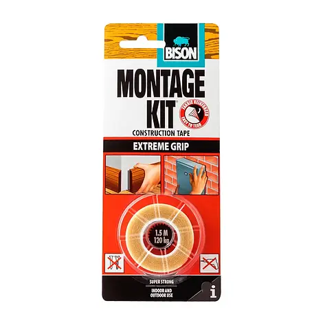 Стрічка двостороння екстрасильна монтажна самоклеюща1,5 м х 19 мм Bison, фото 1