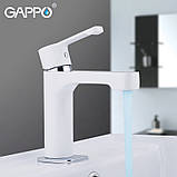 Змішувач для умивальника GAPPO G1002-8, білий/хром, фото 3