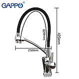 Змішувач для кухні на дві води GAPPO G4398-11 з гнучким виливом, чорний/хром, фото 6
