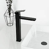 Змішувач для умивальника Frap F10802-62 високий, чорний, фото 2