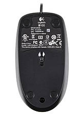 Мишка провідна оптична Logitech B100 800 DPI Чорний, фото 6