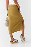 Юбка мідія з розрізом і декоративними елементами Ello - гірчиці, M (есть розмірів), фото 2