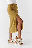 Юбка мідія з розрізом і декоративними елементами Ello - гірчиці, M (есть розмірів), фото 6