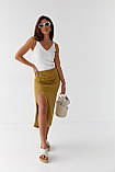 Юбка мідія з розрізом і декоративними елементами Ello - гірчиці, M (есть розмірів), фото 7