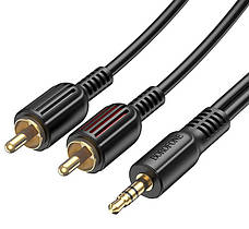 Аудіо-кабель AUX для телефона/ смартфона Borofone BL11 3.5 мм jack 2хRCA 1.5 м Чорний, фото 3