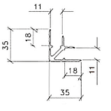 Профіль Е2255. Подвійний алюмінієвий куточок . Кейсмейкер для панелей 11мм. 35мм х 35мм з товщиною стінки 1,5, фото 2