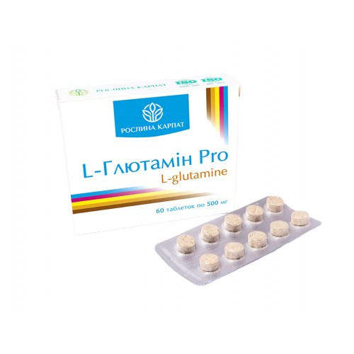 L-Глютамін Pro (60 таб.) – амінокислота для підтримки нормальної роботи головного мозку, нирок, кишечника.
