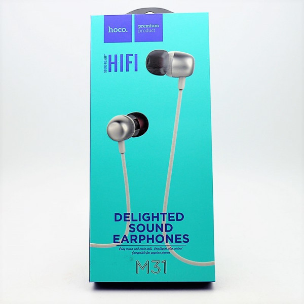 Навушники з мікрофоном провідні Hoco M31 3.5mm Silver