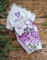 Демисезонный конверт - одеяло на выписку для девочки, вышивка "Маленькая Украинка", цветочный принт