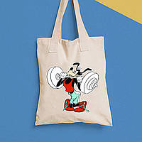 Еко-сумка, шоппер, щоденна з принтом "Гуфі зі штангою" Push IT