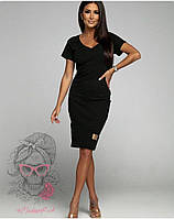 Летнее женское платье Трикотаж рубчик Цвет чёрный размеры 42-44,46-48