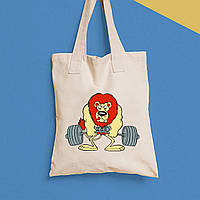 Еко-сумка, шоппер, щоденна з принтом "Лев зі штангою" Push IT