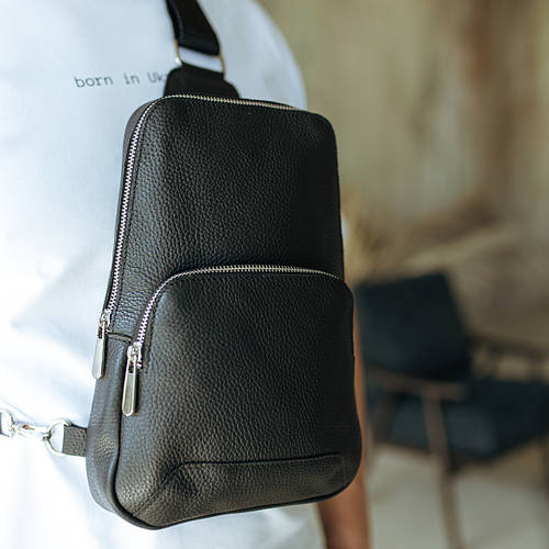 Купить Сумка нагрудная слинг мужская из натуральной кожи вместительная ...