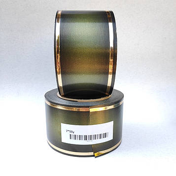 Лента - ритуальна 3D колір оливкової  ЗОЛОТО - 7см