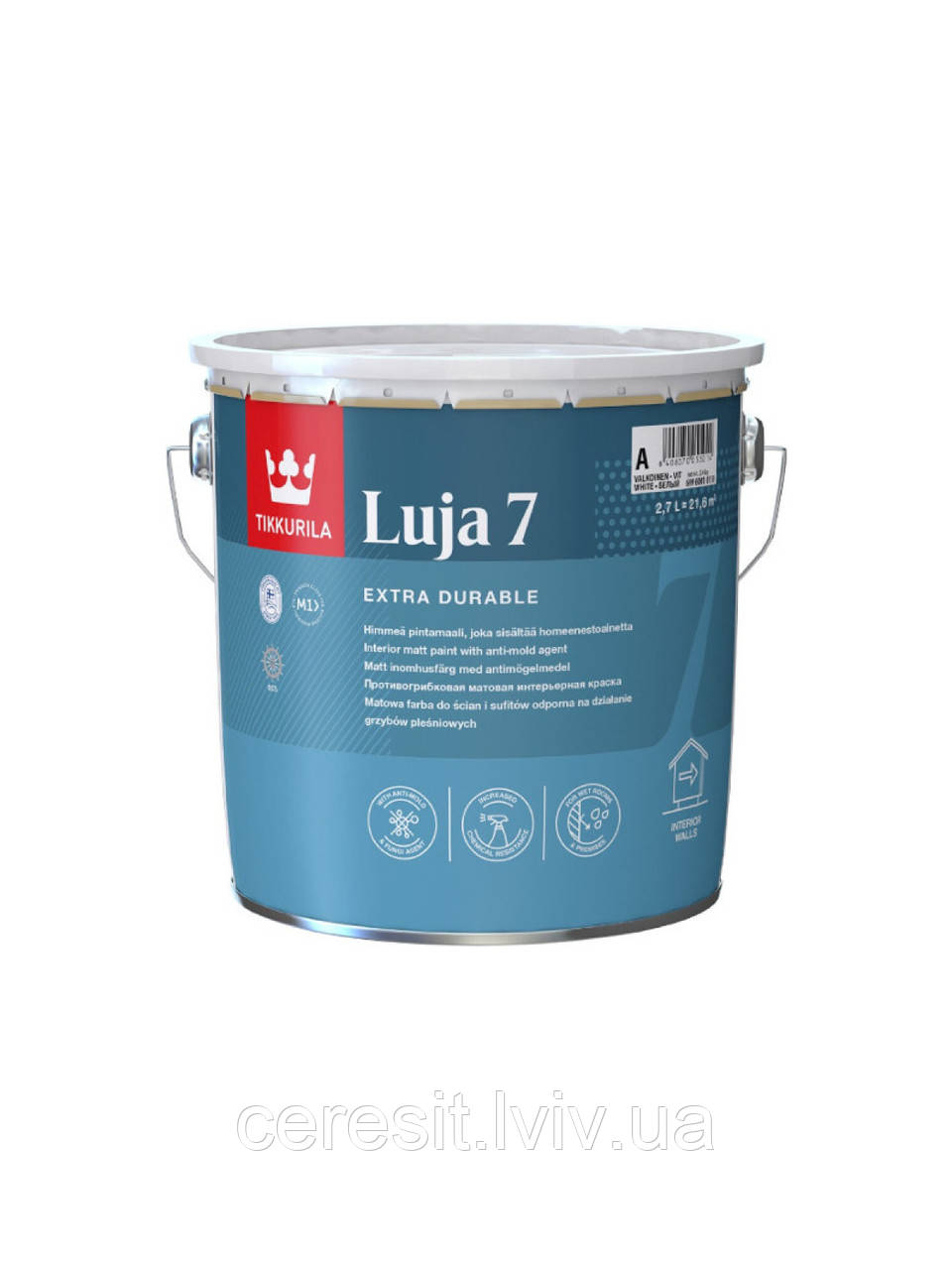 Акрилова фарба TIKKURILA Luja 7 (луя) база А 2,7 л ( містить протигрибковий компонент)