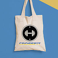Еко-сумка, шоппер, щоденна з принтом "Crossfit (синьо-жовтий напис)" Push IT