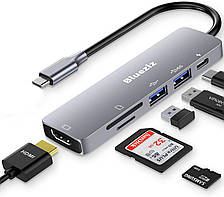 Переходник DEX Type-C to Type c HDMI + SD card + USB3.0*2 6 in 1