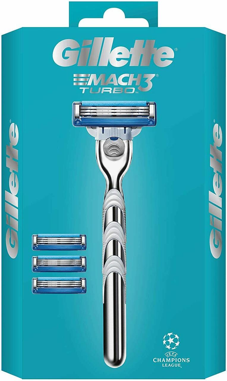 Картрідж Gillette "Mach3 Turbo" (4) + Ручка в подарунок
