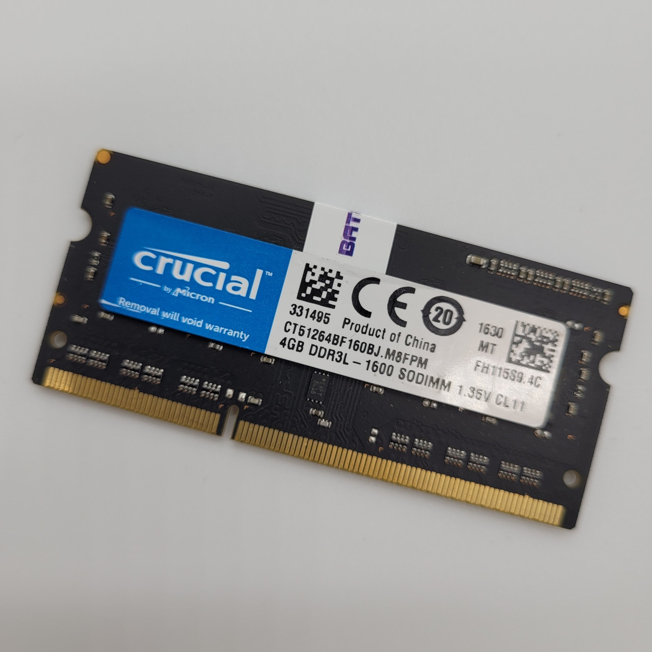 Оперативна пам'ять для ноутбука Crucial SODIMM DDR3L 4Gb 1600MHz 12800s CL11 (CT51264BF160BJ.M8FPM) Б/У
