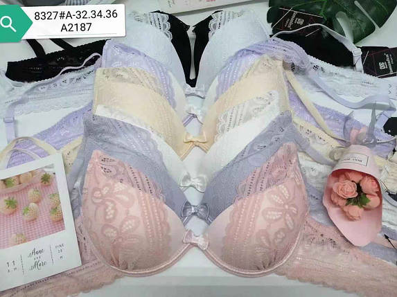 Бюстгальтер тонкий поролон із мереживом А чашка, фото 1