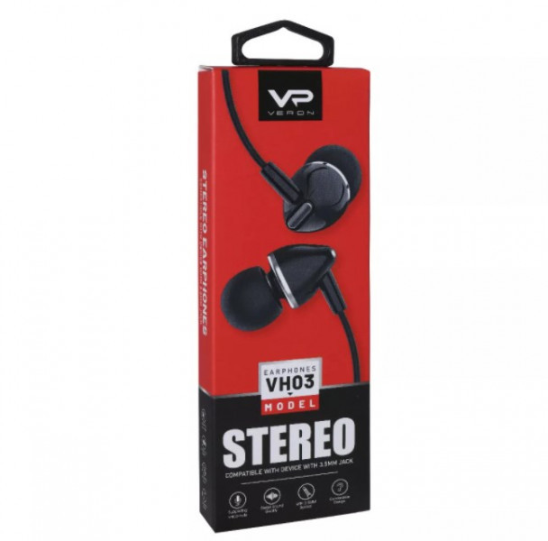 Навушники з мікрофоном провідні Veron VH03 Black