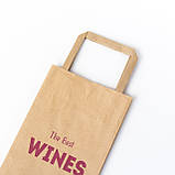 Подарунковий пакет для пляшки 150*90*360 мм крафт Паперові пакети для вина з плоскими ручками, фото 7