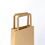 Подарунковий пакет для пляшки 150*90*360 мм крафт Паперові пакети для вина з плоскими ручками, фото 5
