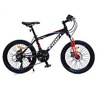 Спортивный велосипед детский 20 дюймов (рама 12,5", SHIMANO 21SP, Алюмин. рама) Profi G20OPTIMAL A20.3 Черный