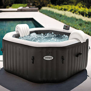 Надувний джакузі PureSpa Intex 28458, 201х71 см 4 місний вуличний СПА аеро гідро масажний 1741 л/год Wi-Fi