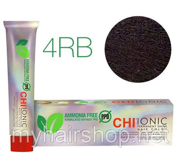 Стійка безаміачна фарба для волосся CHI Ionic 4RB (Темный красно-коричневый)