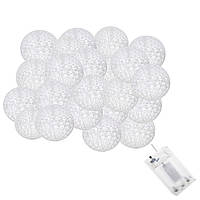 Гірлянда на батарейках 6 м Springos Cotton Balls CL0049 Warm White 30 LED бавовняних куль світлодіодна