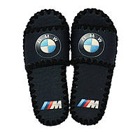 Мужские тапочки домашние войлочные тапки с закрытым носком ручной работы подарочные с логотипом авто BMW 46/47, черый