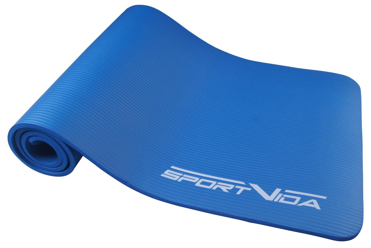 Килимок мат для йоги та фітнесу SportVida NBR 1 см SV-HK0069 Blue спортивний для дому спортзалу