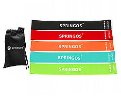Гумка для фітнесу та спорту Springos Mini Power Band 1-25 кг PB0012 стрічка-еспандер Комплект 5 штук