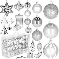 Набір ялинкових іграшок 77 шт Springos CA0159 d=4-6 см h=4.5-10.5 см Новорічні ялинкові іграшки Комплект