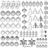Набір ялинкових іграшок 77 шт Springos CA0159 d=4-6 см h=4.5-10.5 см Новорічні ялинкові іграшки Комплект, фото 6