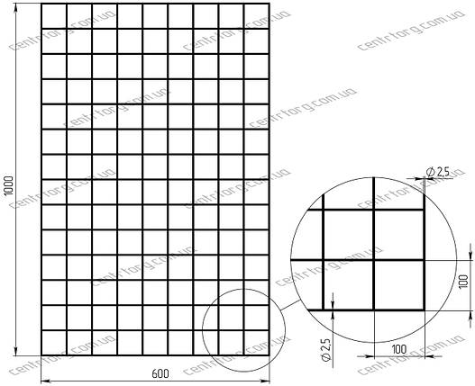 Сітка торговельна 60х100 см (осередок 100х100 мм, D2,5 мм), фото 2