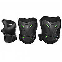 Комплект защитный SportVida SV-KY0004-L Size L Black/Green Original Набор защита для роликов скейта пенниборда