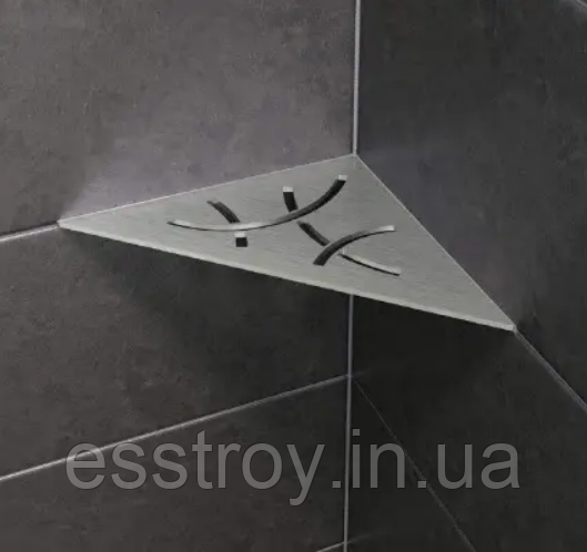 Кутова полиця CURVE, матова неіржавка сталь, срібло 210 х 210 мм