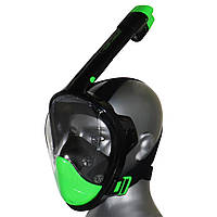Маска для снорклінгу плавання SportVida SV-DN0023 Size L/XL Black/Green для початківців дайверів