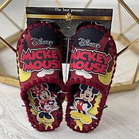Дитячі войлочні текстильні домашні тапочки червоних Мікі Маус Mickey Mouse
