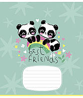 Зошит шкільний на скобі, 12 арк.,  вибірковий УФ лак, клітинка, ШКОЛЯРИК