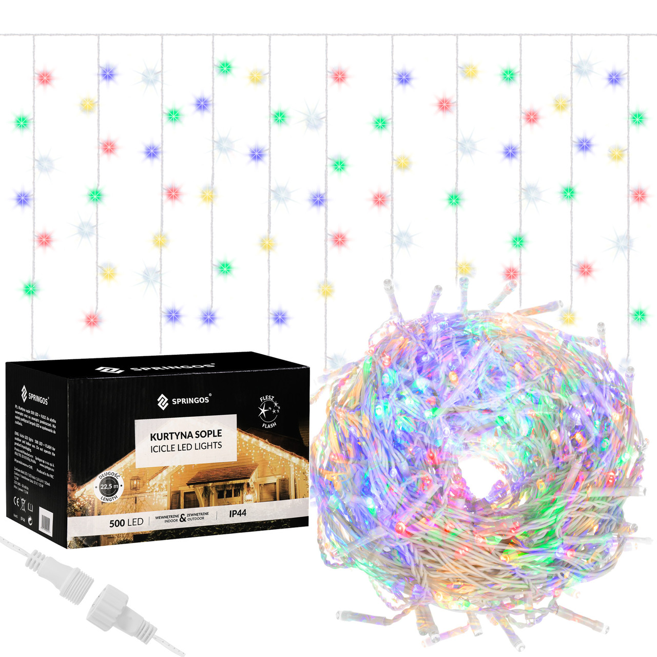 Гірлянда бахрома вулична (зовнішня) Springos 20 м 500 LED + Flash CL0519 Mix Original