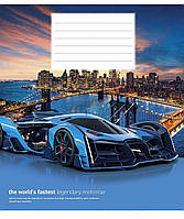 Зошит шкільний на скобі, 12 арк.,  вибірковий УФ лак, клітинка, ШКОЛЯРИК