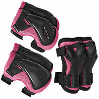 Комплект захисний SportVida 3 в 1 SV-KY0006-S Size S Black/Pink Набір захист для роликів скейту пенніборда