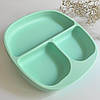 Тарілка дитяча силіконова секційна на присосці (мята), посуд для дітей силіконовий, фото 6